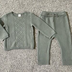CARTERS olive green matching sweater set 18 months.